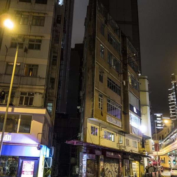 Hong Kong Soho, night, street lighting, Cage Street, Peel Street, Elgin Street, Hollywood Road, PMQ