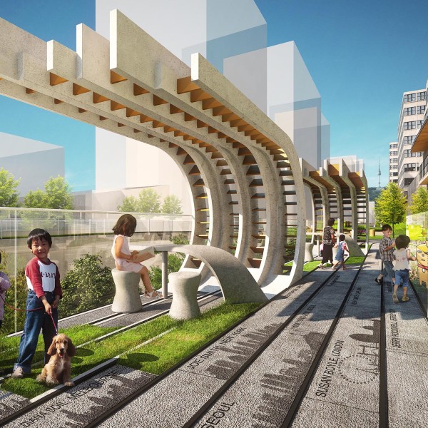 Seun, high line in Korea, 3d print landscape, urban planning, retrofit, factory rehab, seoul, greenwalk, elevated park, sustainable design, architecture, hipster, business evolution