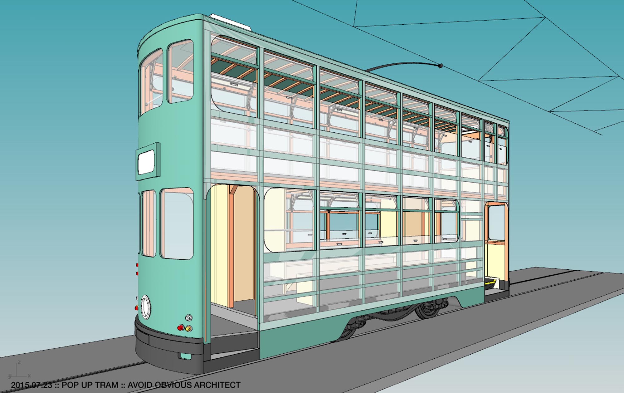 tram, tramways, hong kong, avoid obvious, popup, pop up, mobile architecture, restaurant, shop, runways, interior design, vintage, contextual, old, new, history, preservation, revitalization