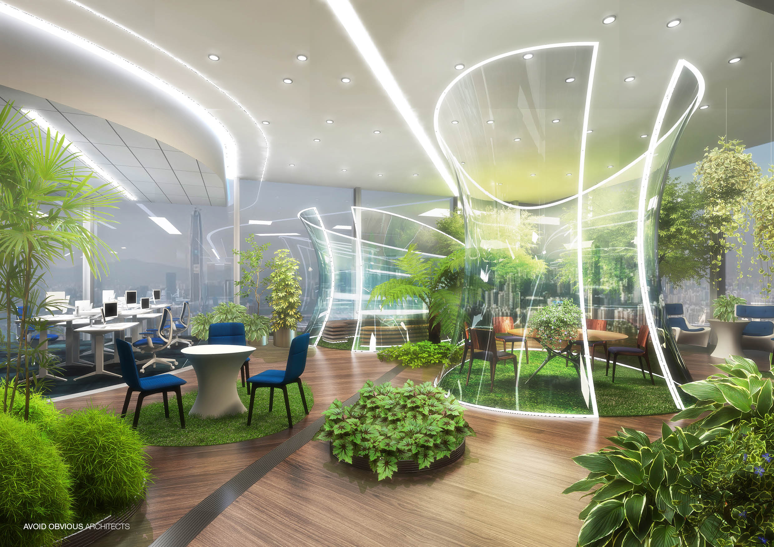 Office, Sustainable, customizable, flexible, workplace, future, architecture, interior, design, green, plants, indoors, avoid obvious, aoa, aoarchitect, aviation, air, flying, airline, lobby, exhibition, 2020, garden, fly
