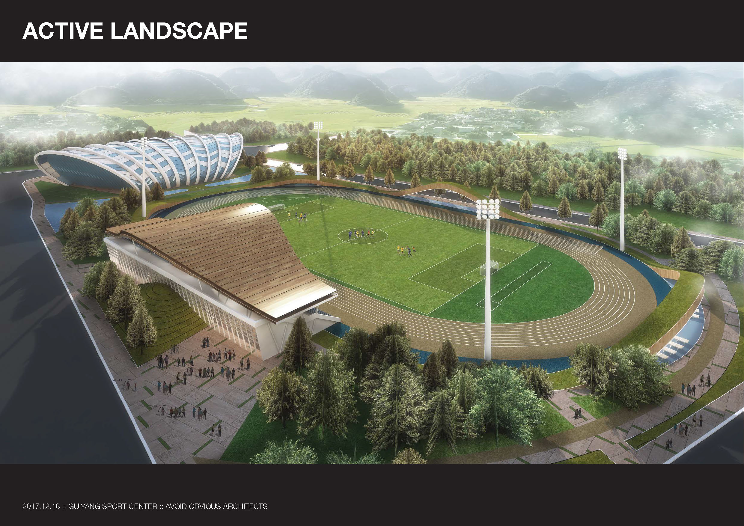 sport center, guiyang, hmong, sustainable, stadium, grand stand, green, landscape. active, avoid obvious, architects, architecture,